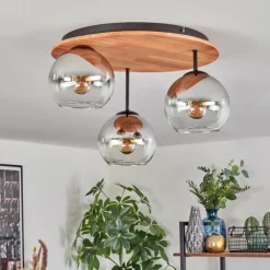 hofstein Koyoto Plafonnier, Boule lumineuse 40 cm Écru, Noir, 3 lumières