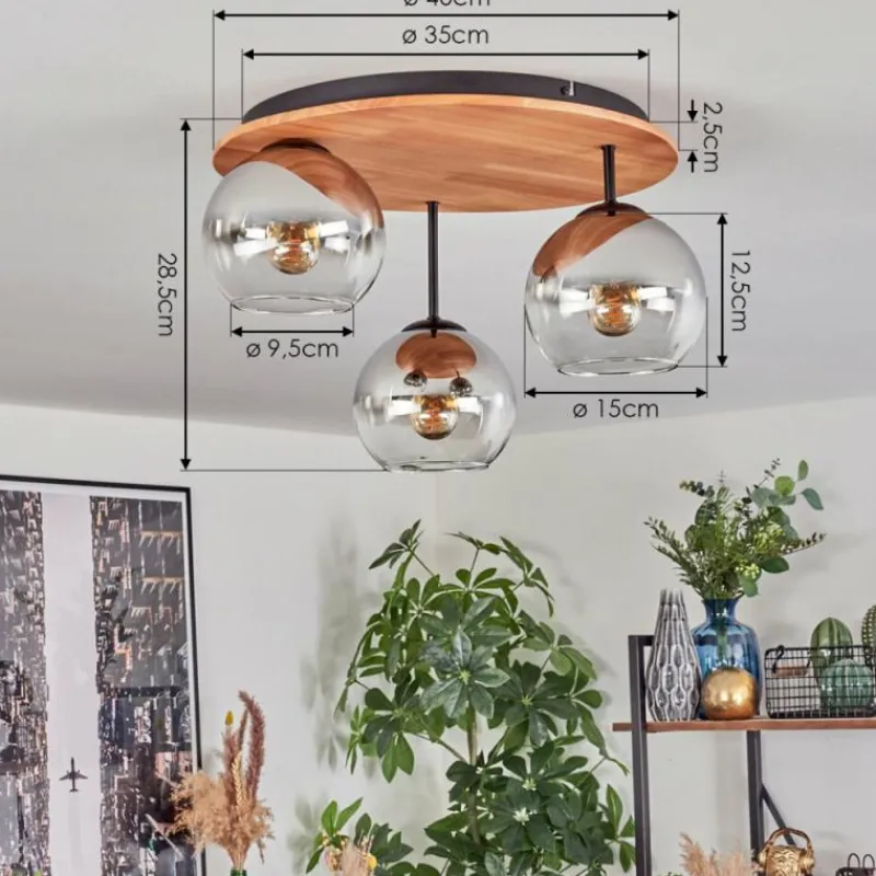 hofstein Koyoto Plafonnier, Boule lumineuse 40 cm Écru, Noir, 3 lumières