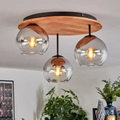 hofstein Koyoto Plafonnier, Boule lumineuse 40 cm Écru, Noir, 3 lumières