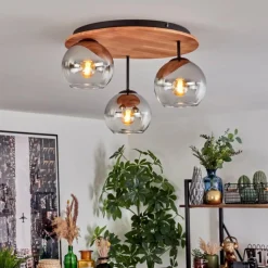 hofstein Koyoto Plafonnier, Boule lumineuse 40 cm Écru, Noir, 3 lumières