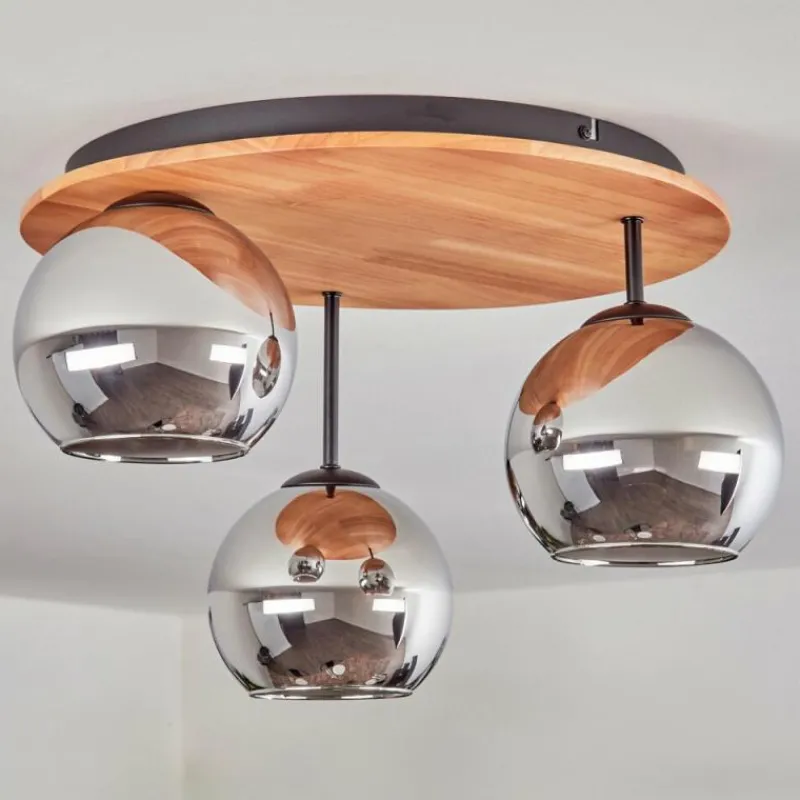 hofstein Koyoto Plafonnier, Boule lumineuse 40 cm Écru, Noir, 3 lumières