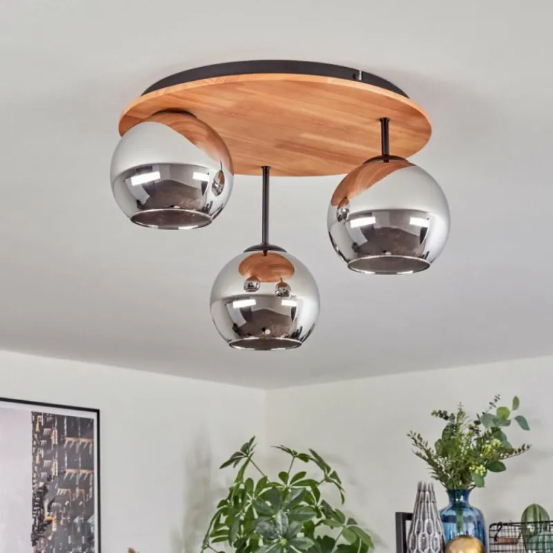 hofstein Koyoto Plafonnier, Boule lumineuse 40 cm Écru, Noir, 3 lumières