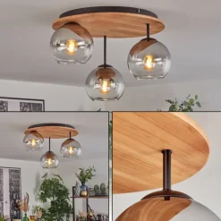 hofstein Koyoto Plafonnier, Boule lumineuse 40 cm Écru, Noir, 3 lumières