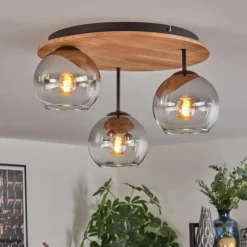 hofstein Koyoto Plafonnier, Boule lumineuse 40 cm Écru, Noir, 3 lumières