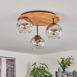 hofstein Koyoto Plafonnier, Boule lumineuse 40 cm Écru, Noir, 3 lumières