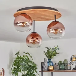 hofstein Koyoto Plafonnier, Boule lumineuse 40 cm Écru, Noir, 3 lumières