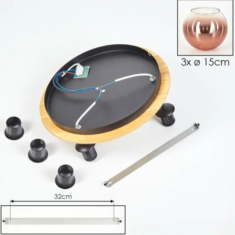 hofstein Koyoto Plafonnier, Boule lumineuse 40 cm Écru, Noir, 3 lumières