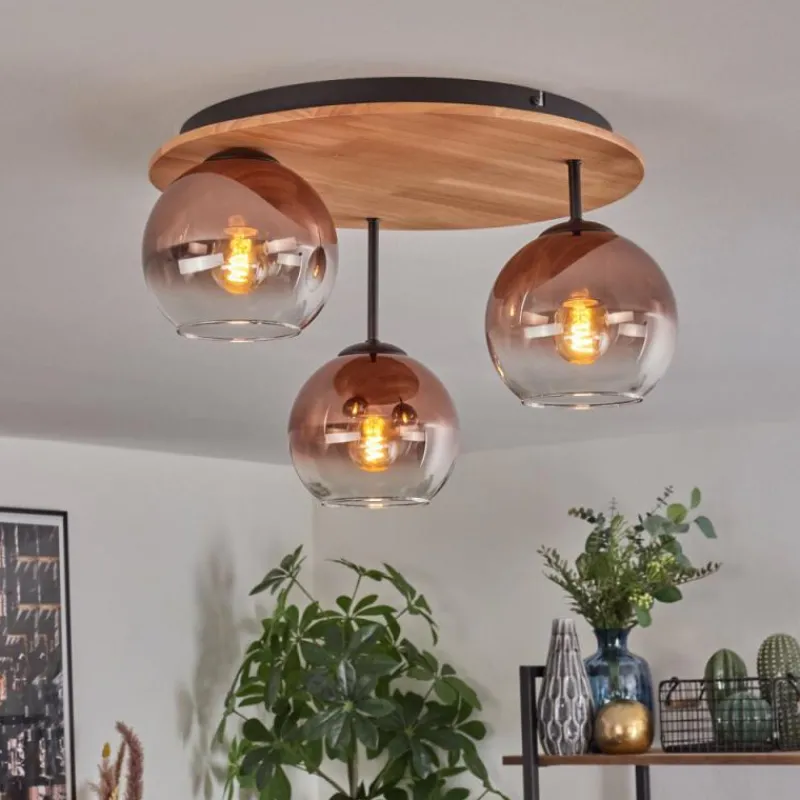 hofstein Koyoto Plafonnier, Boule lumineuse 40 cm Écru, Noir, 3 lumières