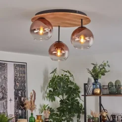 hofstein Koyoto Plafonnier, Boule lumineuse 40 cm Écru, Noir, 3 lumières