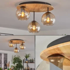 hofstein Koyoto Plafonnier, Boule lumineuse 40 cm Écru, Noir, 3 lumières