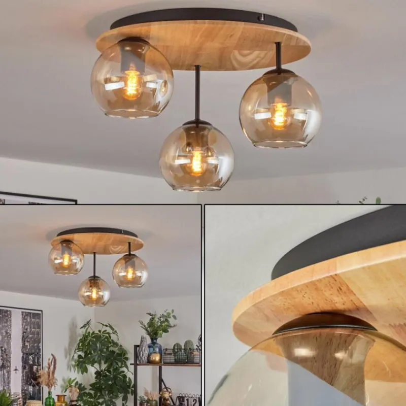 hofstein Koyoto Plafonnier, Boule lumineuse 40 cm Écru, Noir, 3 lumières