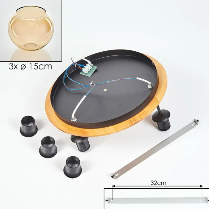 hofstein Koyoto Plafonnier, Boule lumineuse 40 cm Écru, Noir, 3 lumières