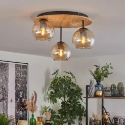 hofstein Koyoto Plafonnier, Boule lumineuse 40 cm Écru, Noir, 3 lumières