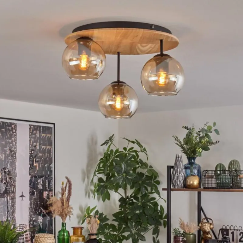 hofstein Koyoto Plafonnier, Boule lumineuse 40 cm Écru, Noir, 3 lumières