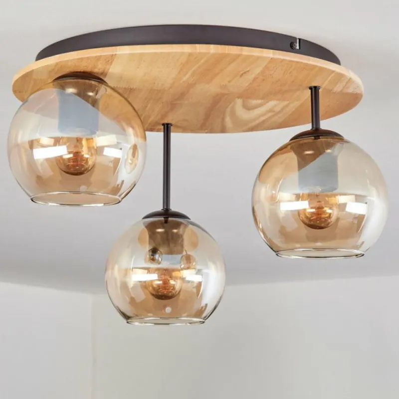 hofstein Koyoto Plafonnier, Boule lumineuse 40 cm Écru, Noir, 3 lumières