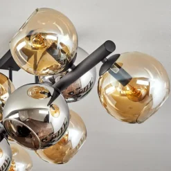 hofstein Koyoto Plafonnier, Boule lumineuse Ambre, Chrome, Fumé, 10 lumières