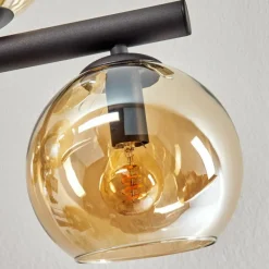 hofstein Koyoto Plafonnier, Boule lumineuse Ambre, Chrome, Fumé, 10 lumières