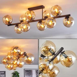 hofstein Koyoto Plafonnier, Boule lumineuse Ambre, 10 lumières