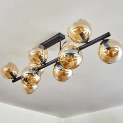 hofstein Koyoto Plafonnier, Boule lumineuse Ambre, 10 lumières