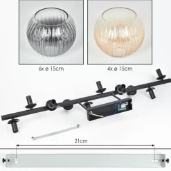 hofstein Koyoto Plafonnier, Boule lumineuse Ambre, Clair, Fumé, 10 lumières