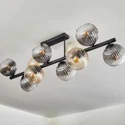 hofstein Koyoto Plafonnier, Boule lumineuse Ambre, Clair, Fumé, 10 lumières