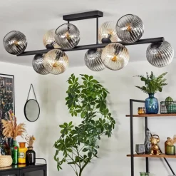 hofstein Koyoto Plafonnier, Boule lumineuse Ambre, Clair, Fumé, 10 lumières