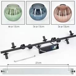 hofstein Koyoto Plafonnier, Boule lumineuse Bleu, Vert, Cuivré, 10 lumières