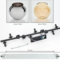 hofstein Koyoto Plafonnier, Boule lumineuse Ambre, Chrome, Fumé, 10 lumières