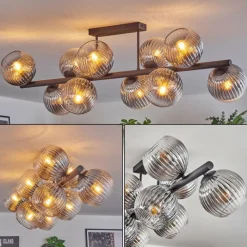 hofstein Koyoto Plafonnier, Boule lumineuse Clair, Fumé, 10 lumières