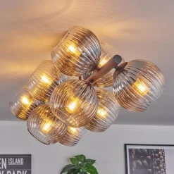 hofstein Koyoto Plafonnier, Boule lumineuse Clair, Fumé, 10 lumières