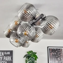 hofstein Koyoto Plafonnier, Boule lumineuse Clair, Fumé, 10 lumières