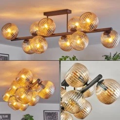 hofstein Koyoto Plafonnier, Boule lumineuse Ambre, 10 lumières