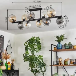 hofstein Koyoto Plafonnier, Boule lumineuse Ambre, Clair, Fumé, 10 lumières