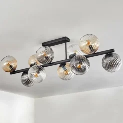 hofstein Koyoto Plafonnier, Boule lumineuse Ambre, Clair, Fumé, 10 lumières