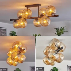 Lampes À Boules-hofstein Koyoto Plafonnier, Boule lumineuse Ambre, 8 lumières