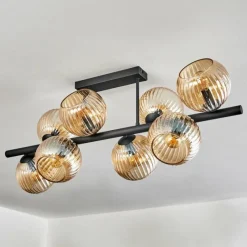 Lampes À Boules-hofstein Koyoto Plafonnier, Boule lumineuse Ambre, 8 lumières
