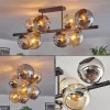 hofstein Koyoto Plafonnier, Boule lumineuse Ambre, Chrome, Fumé, 8 lumières