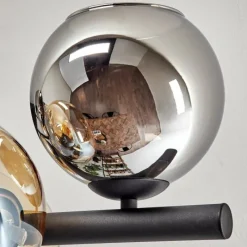 hofstein Koyoto Plafonnier, Boule lumineuse Ambre, Chrome, Fumé, 8 lumières