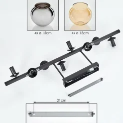 hofstein Koyoto Plafonnier, Boule lumineuse Ambre, Chrome, Fumé, 8 lumières