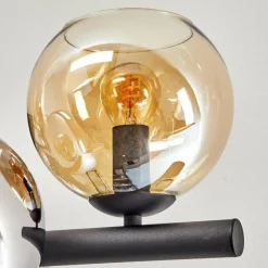 hofstein Koyoto Plafonnier, Boule lumineuse Ambre, Chrome, Fumé, 8 lumières
