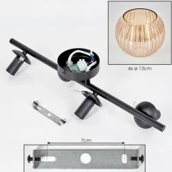 hofstein Koyoto Plafonnier, Boule lumineuse Ambre, 4 lumières