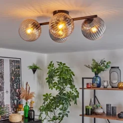 hofstein Koyoto Plafonnier, Boule lumineuse Ambre, 4 lumières