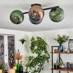 Lampes À Boules-hofstein Koyoto Plafonnier, Boule lumineuse Bleu, Vert, Cuivré, 4 lumières