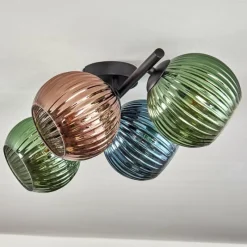 Lampes À Boules-hofstein Koyoto Plafonnier, Boule lumineuse Bleu, Vert, Cuivré, 4 lumières