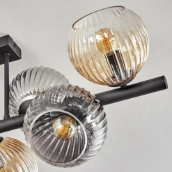 hofstein Koyoto Plafonnier, Boule lumineuse Ambre, Clair, Fumé, 8 lumières