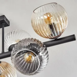 hofstein Koyoto Plafonnier, Boule lumineuse Ambre, Clair, Fumé, 8 lumières