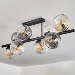 hofstein Koyoto Plafonnier, Boule lumineuse Ambre, Clair, Fumé, 8 lumières
