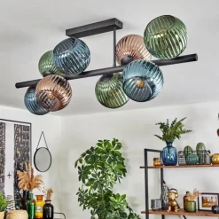 Lampes À Boules-hofstein Koyoto Plafonnier, Boule lumineuse Bleu, Vert, Cuivré, 8 lumières