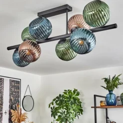 Lampes À Boules-hofstein Koyoto Plafonnier, Boule lumineuse Bleu, Vert, Cuivré, 8 lumières