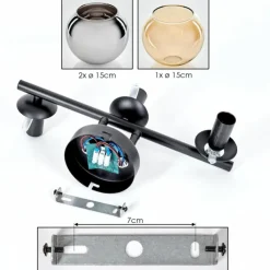 hofstein Koyoto Plafonnier, Boule lumineuse Ambre, Chrome, Fumé, 3 lumières